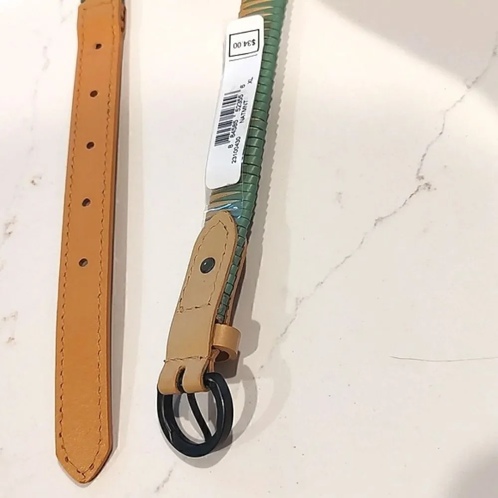 Women's 2-Tone Woven Belt Size XL Natural and Mint NWT